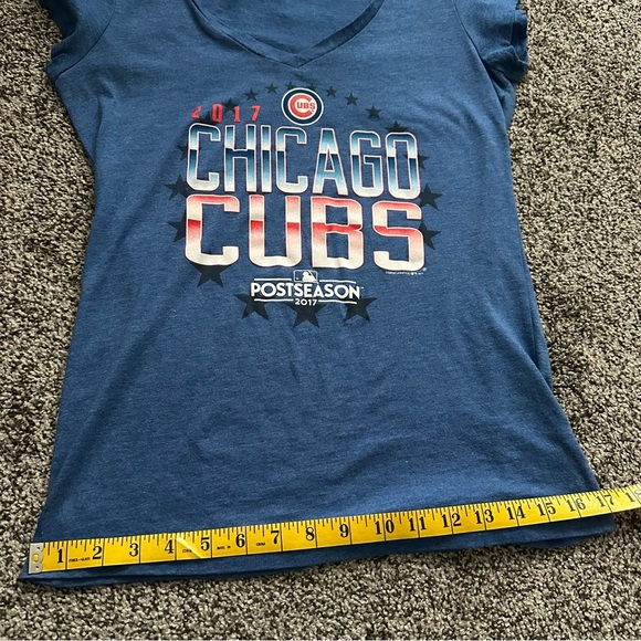 Chicago Cubs Women's Blue V-Neck T-Shirt - 2017 Postseason - Picture 8 of 10